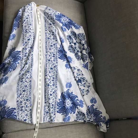 NWT Flowy Kimono Bohemian Blue & White One Size - Picture 8 of 8